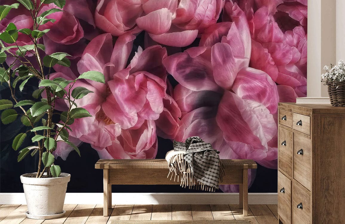 Bloomy Pink Petals Wallpaper Mural For Home Interior Design
