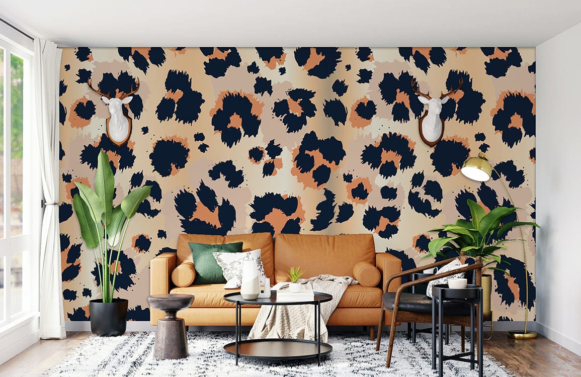 Wild Orange Leopard Fur Texture Wall Murals | Ever Wallpaper UK