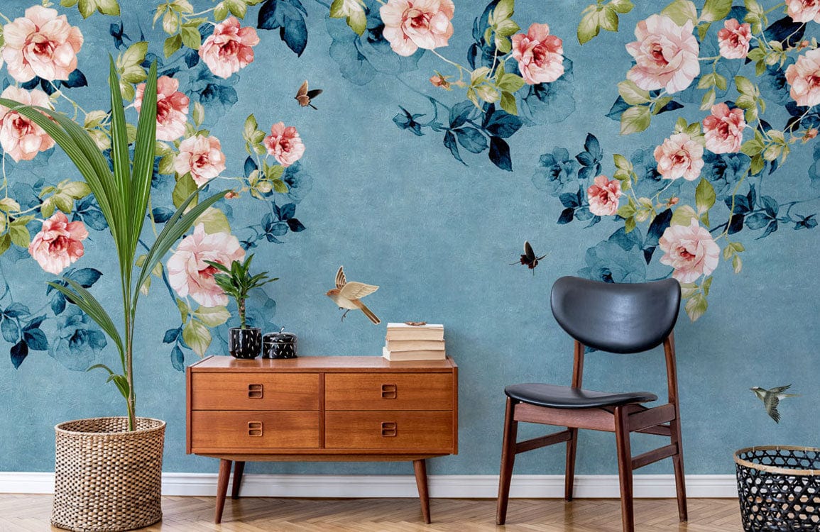 Watercolor Flower Vine Garden Mural Wallpaper AUS Online Store Afterpay   Woodland Gatherer