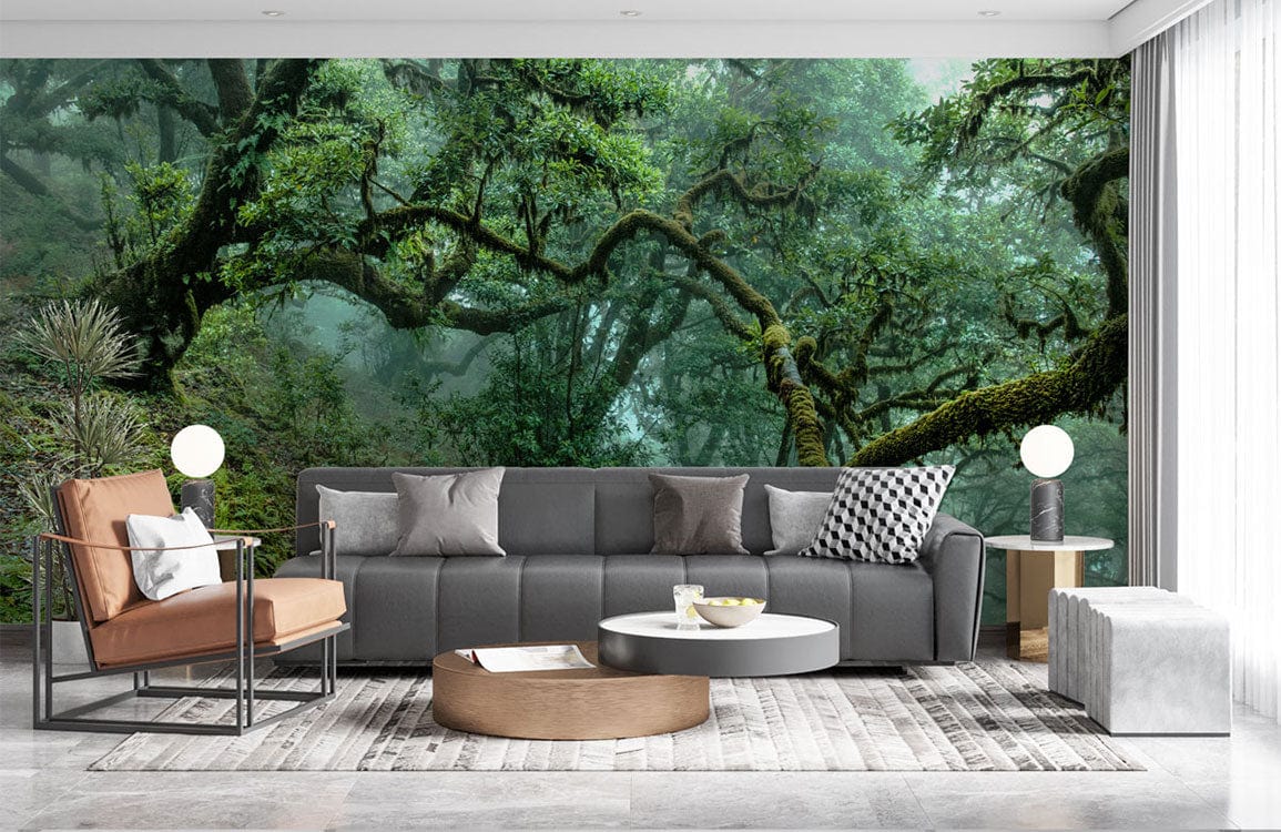Curving Branches Trees Wall Mural | Green Forest Ever Wallpaper UK