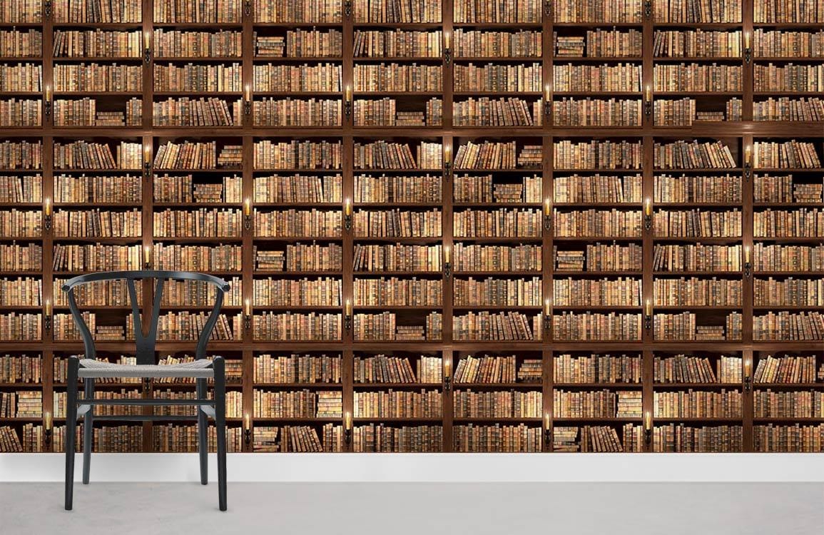 Books Library Mural Wallpaper for Home | Antique Book Wall Mural UK