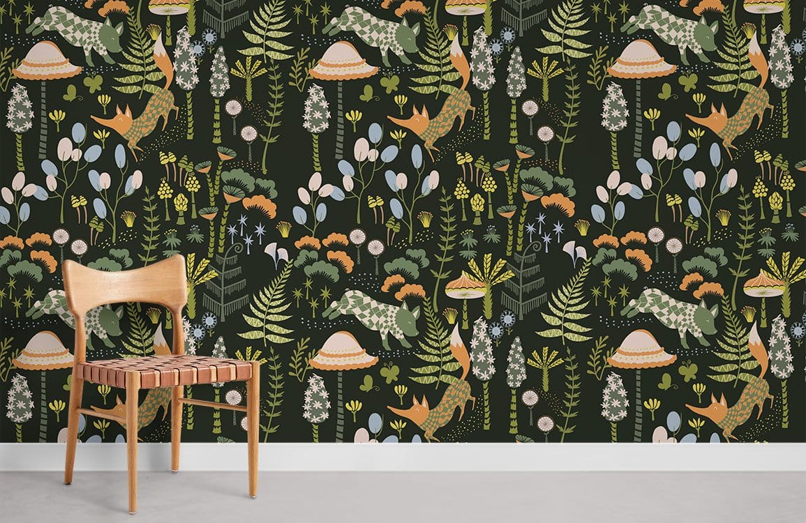 Wandering Fox Mural Wallpaper Room