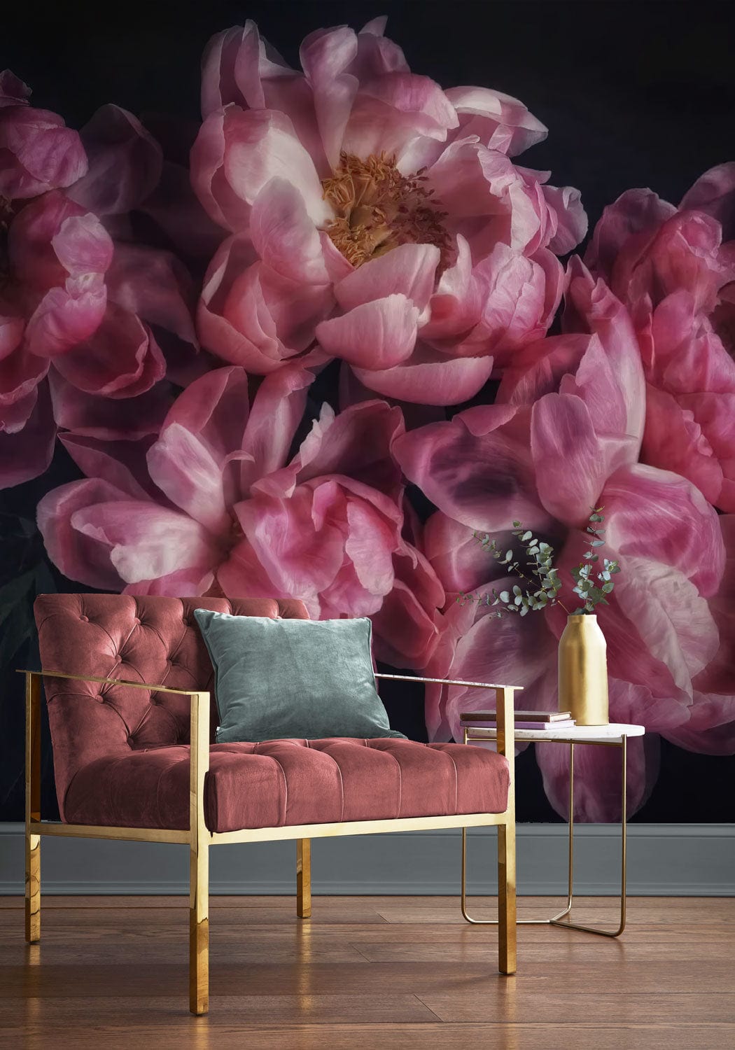 Bloomy Pink Petals Wallpaper Mural For Home Interior Design