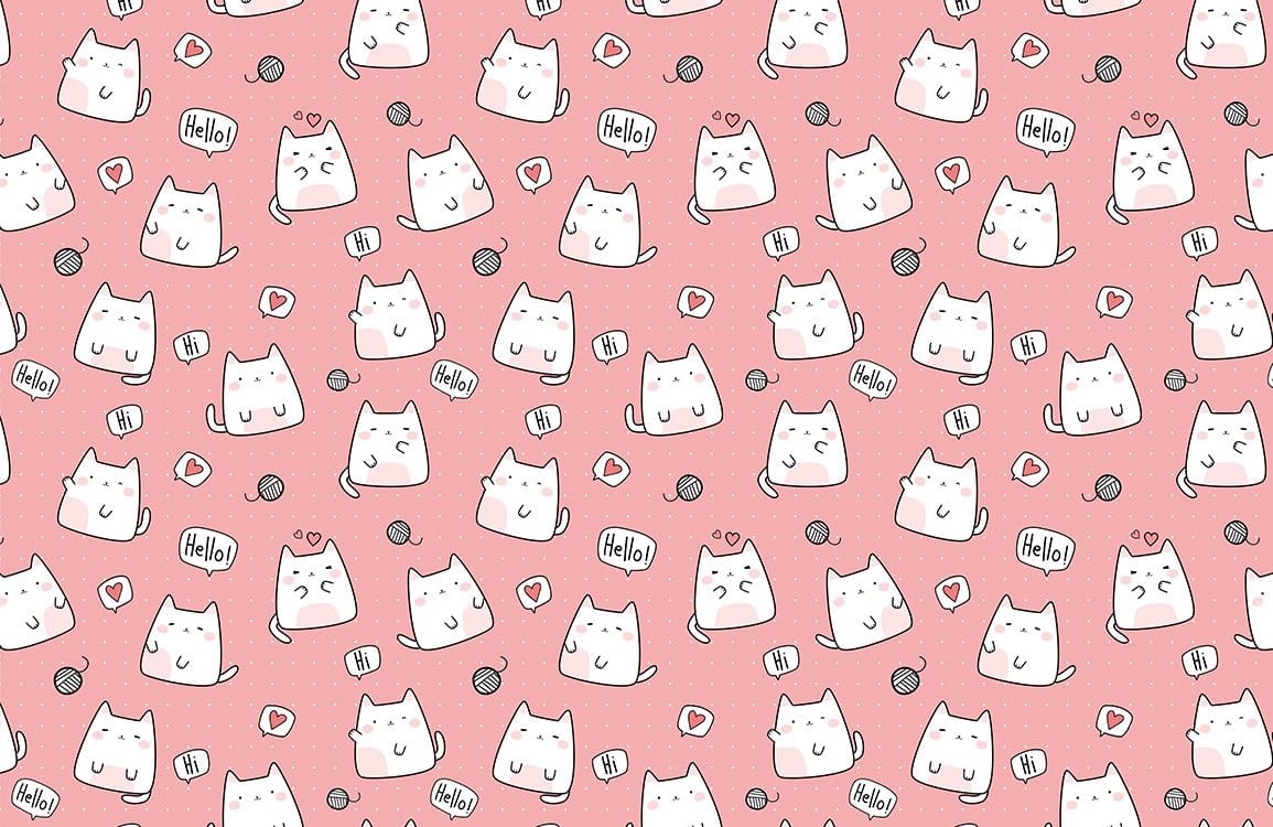 Pink Cartoon Cats Wall Mural | Ever Wallpaper UK