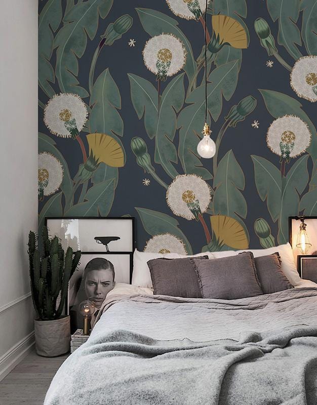 Vintage Dandelion Floral Wallpaper Mural • Wallmur®