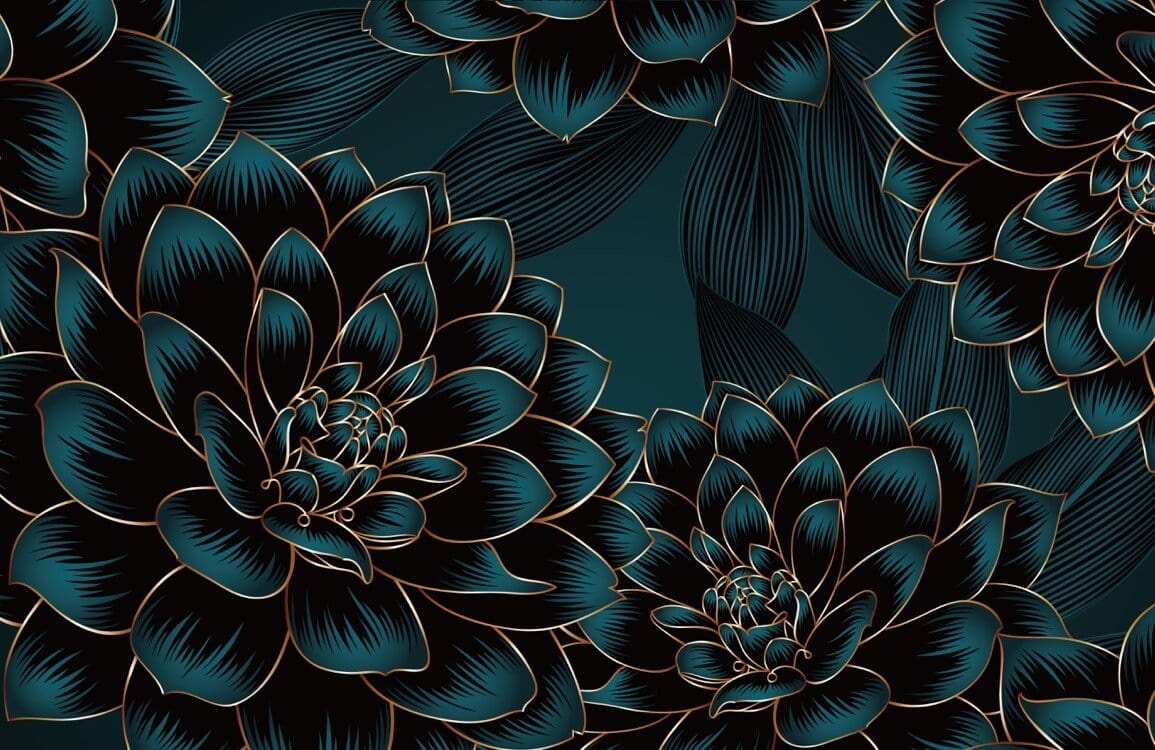 Black Floral Fabric, Wallpaper and Home Decor | Spoonflower