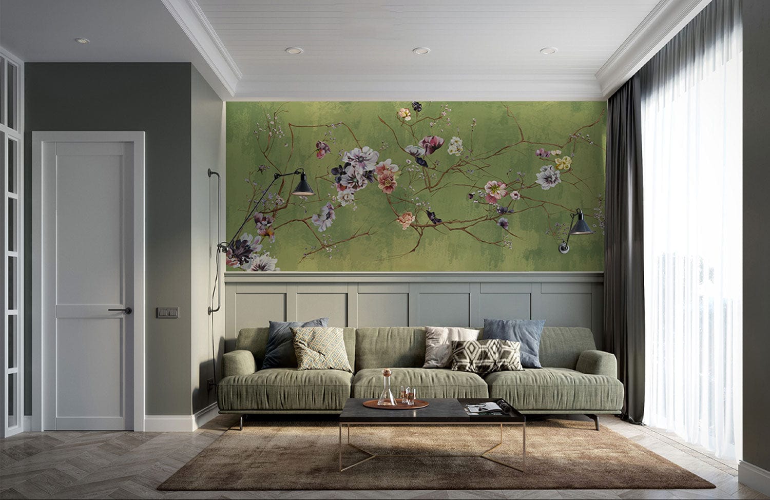 Flower Branch Art Wall Mural Home Interior Decor | Ever Wallpaper UK