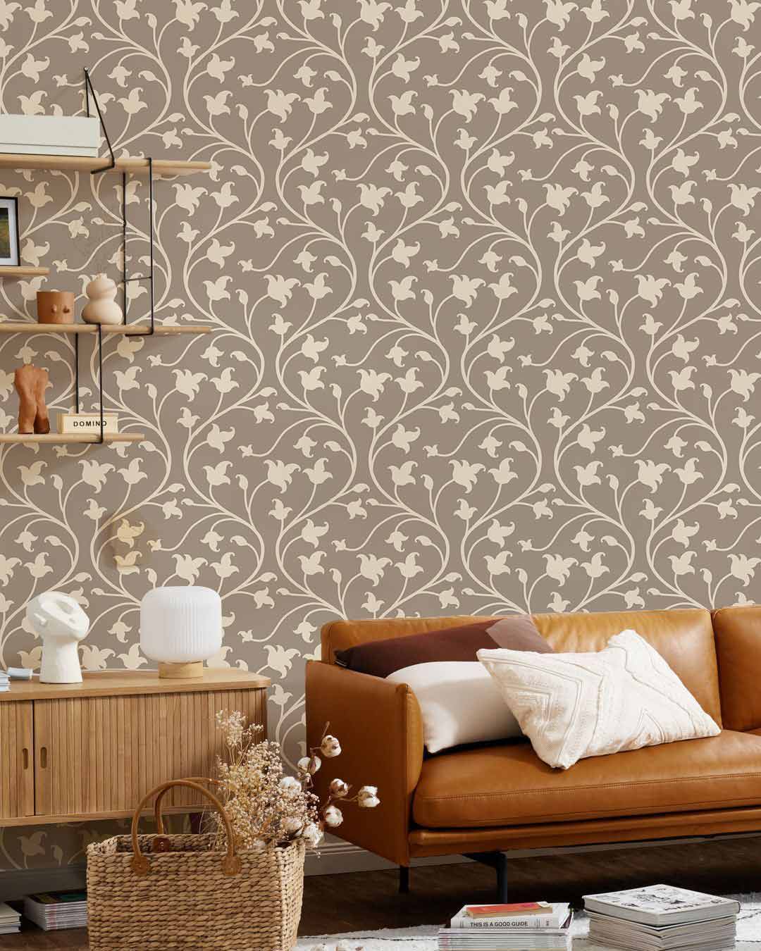 Brown wallpaper clearance living room