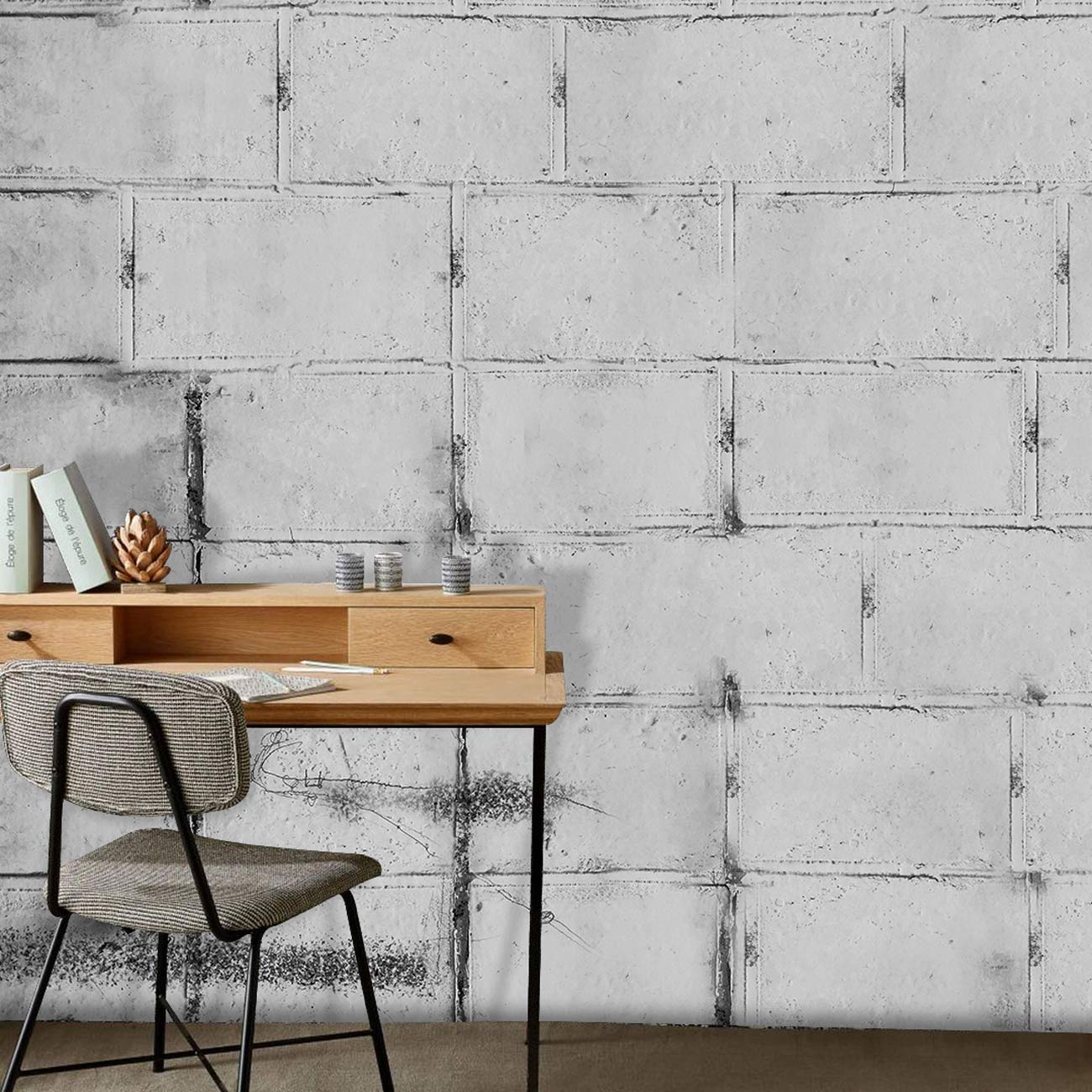 White Painting Wallpaper Mural | Concrete Textured Wallpaper UK