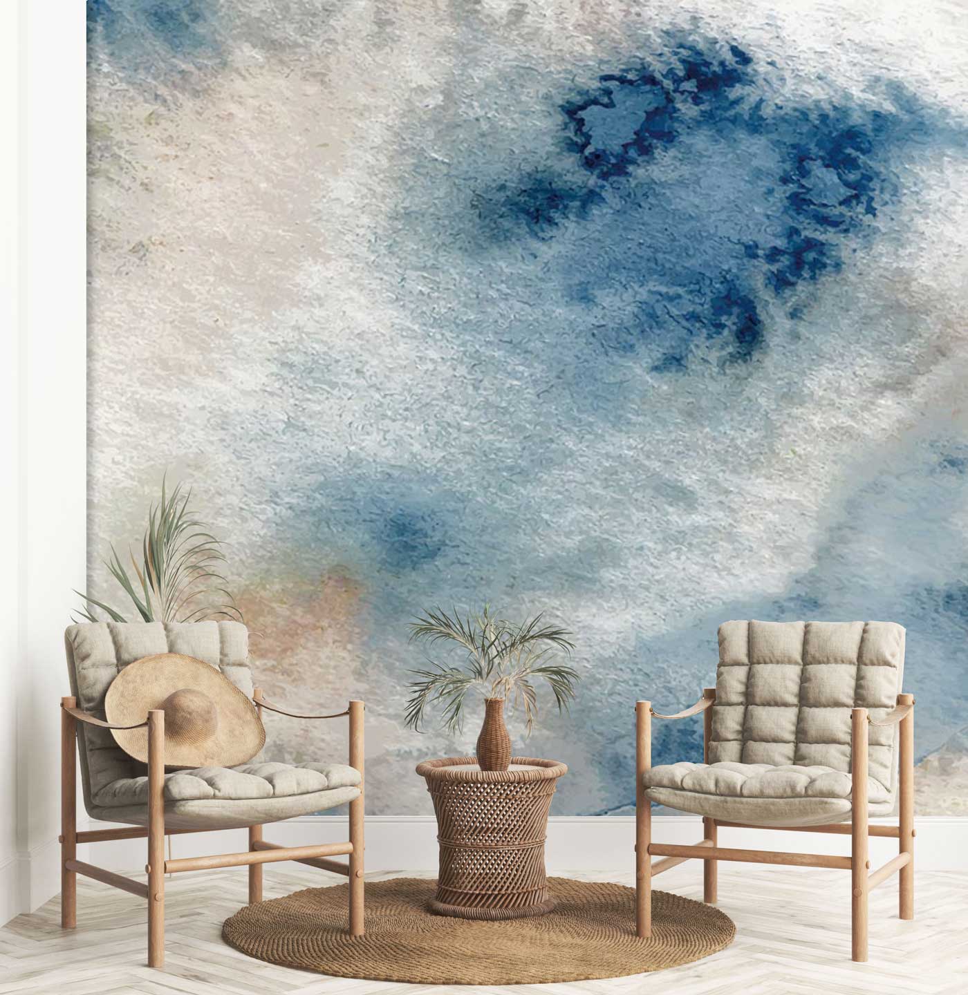 Painted Marble Blue Watercolour Wallpaper Mural | Ever Wallpaper UK