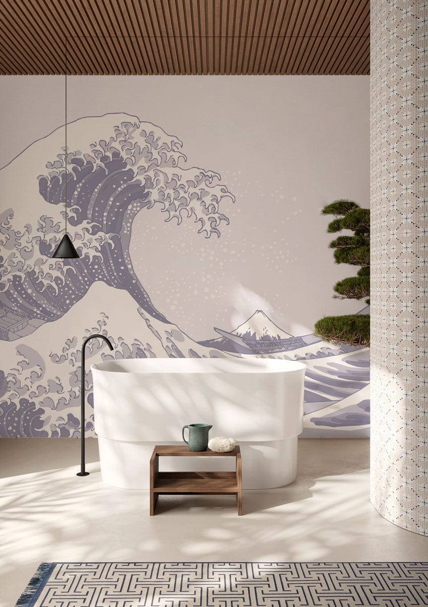 Pastel Blue Waves Wallpaper Mural For Room | Everwallpaper UK