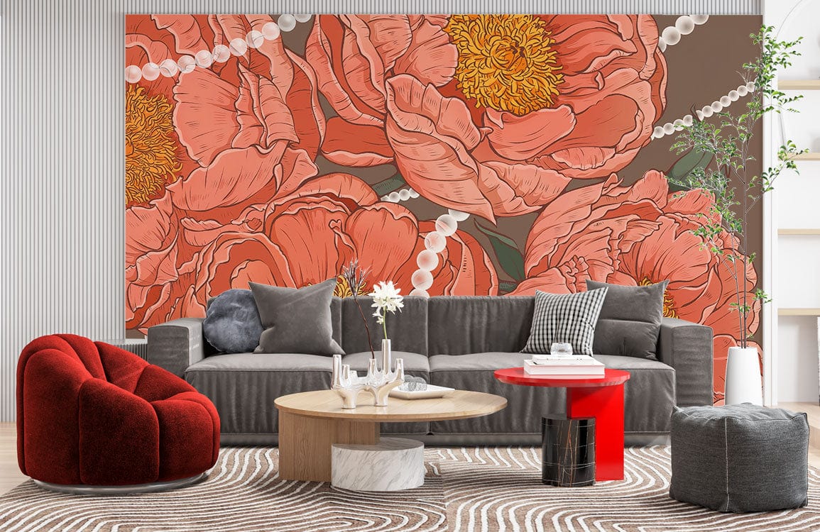 Pearl Petals Mural Wallpaper For Home Interior Design