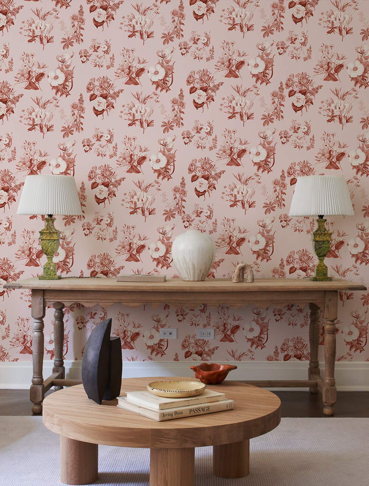 Pink Floral Wallpaper Mural