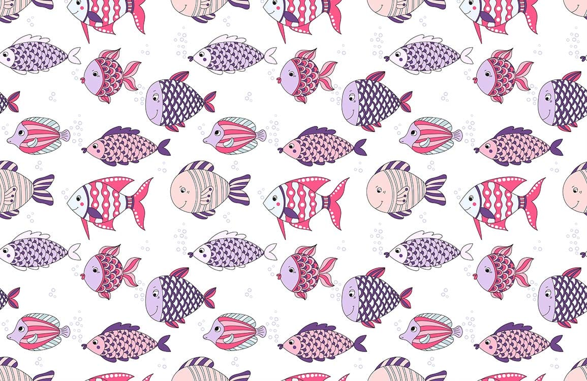 Pink & Purple Fish Mural Wallpaper | Ever Wallpaper UK