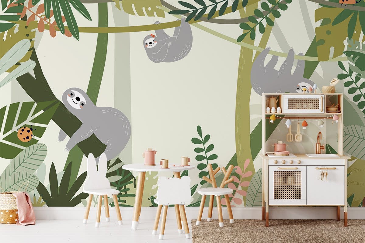 Climbing Sloth Wallpaper Mural | Sloth Wallpaper for Wall Decor UK