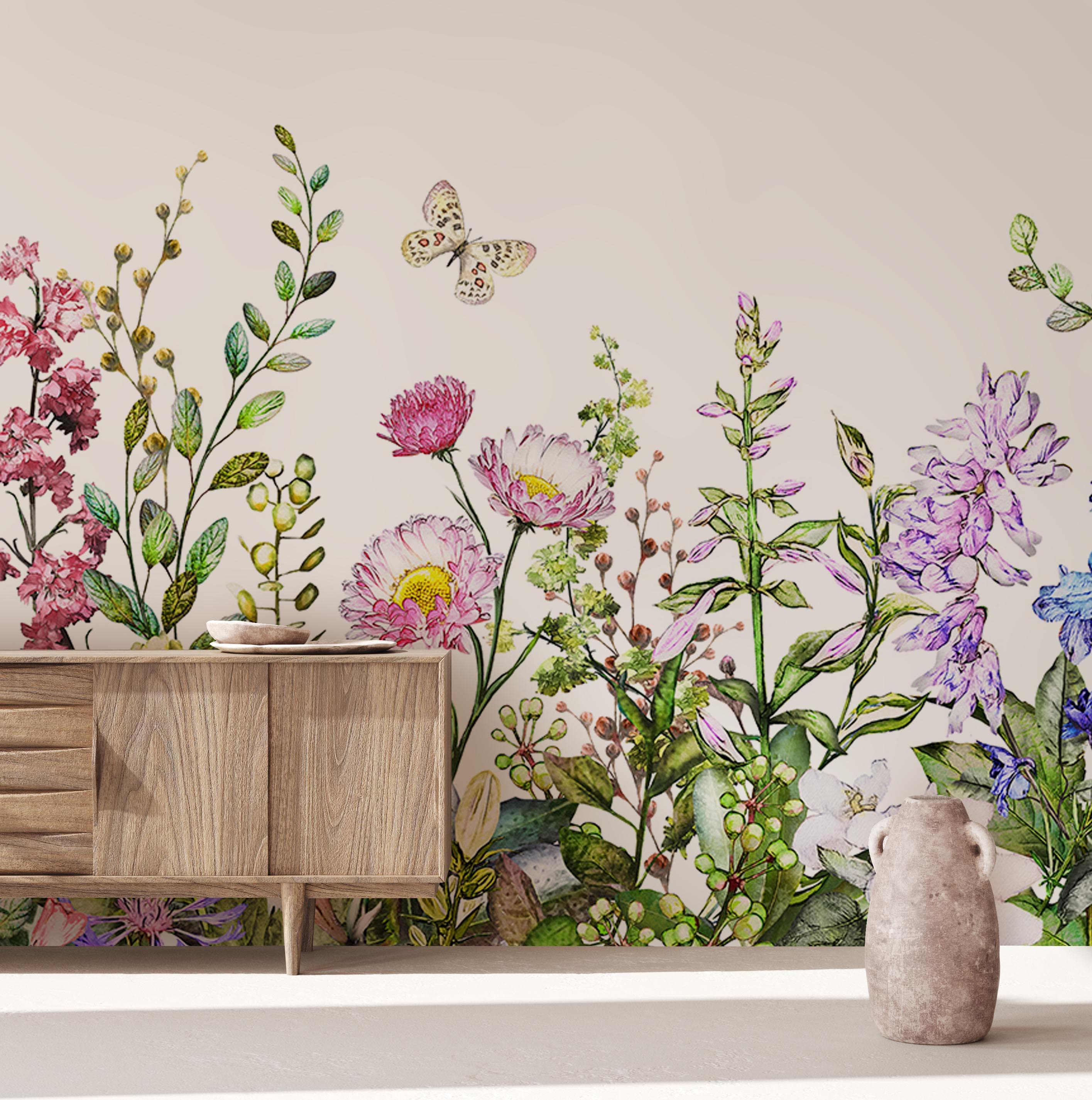 Floral Wallpaper Mural | Flower Wallpaper Room Decor UK