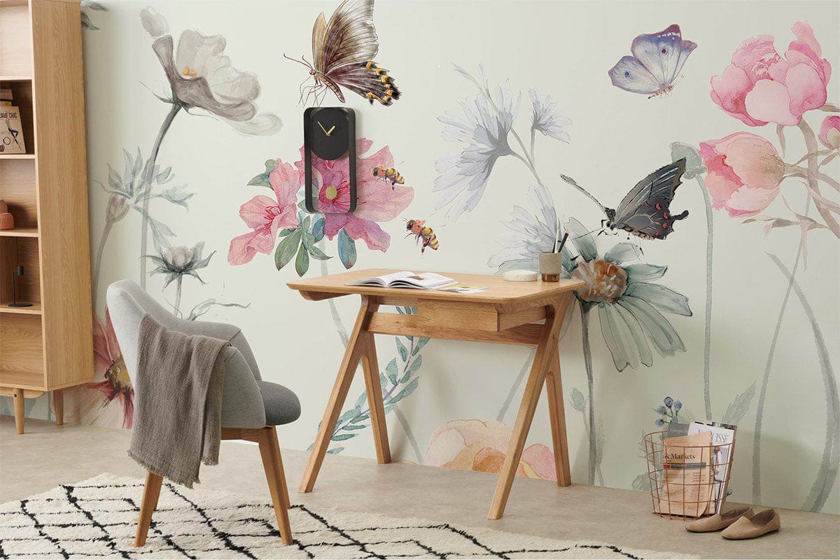 Watercolour Spring Wall Murals | Flower Wallpaper UK