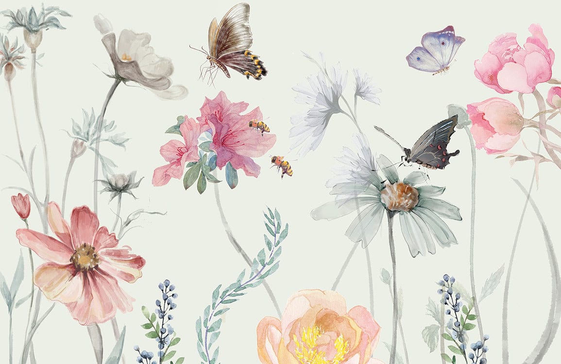 Bouquet De Fleurs Wallpaper in Watercolour Lavender – Lucie Annabel