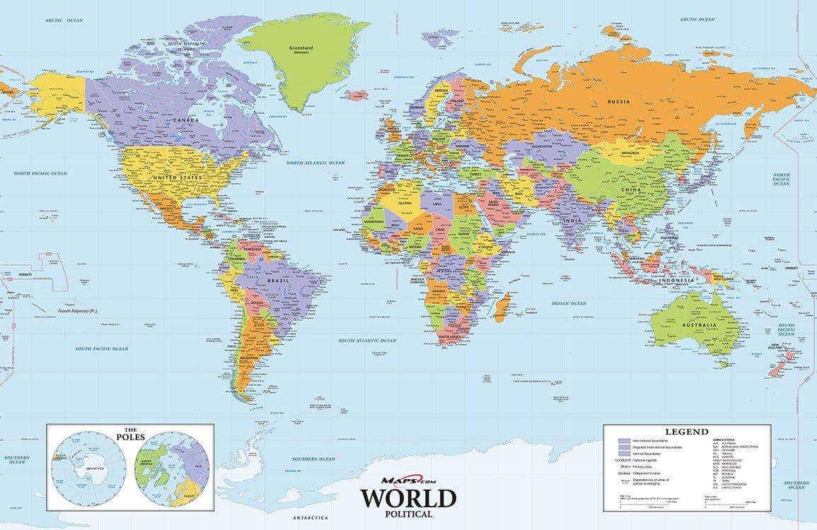 World Deluxe Political Map Wallpaper Mural | Ever Wallpaper UK